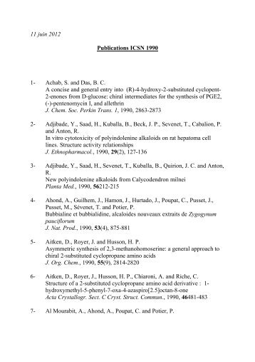 11 juin 2012 Publications ICSN 1990 1 - Historique de l'ICSN - CNRS