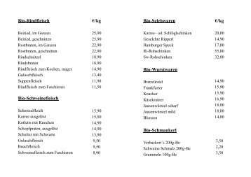 BiO- Fleisch & Wurstwaren - Dorfladen