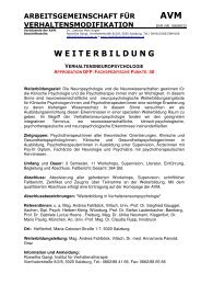 WEITERBILDUNG VERHALTENSNEUROPSYCHOLOGIE - AVM