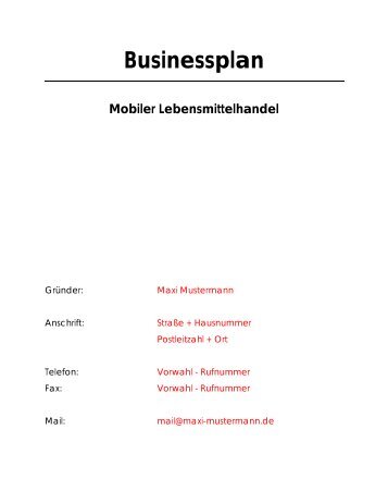 Businessplan Mobiler Lebensmittelhandel - Dr. Müller Treuhand ...