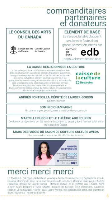 Un navire délicat - Programme de soirée