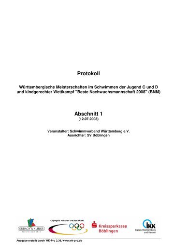 Protokoll Abschnitt 1 - Schwimmverein Schwäbisch Gmünd e.V.