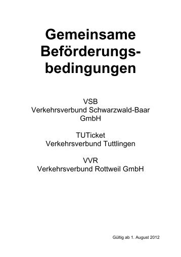 Gemeinsame Beförderungs- bedingungen - VSB Verkehrsverbund ...