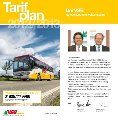 Broschüre Tarifplan - VSB Verkehrsverbund Schwarzwald-Baar