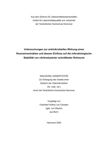 Untersuchungen zur antimikrobiellen Wirkung - Stiftung Tierärztliche ...