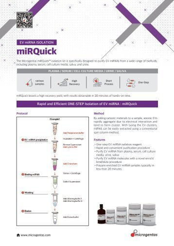 EV miRNA Isolation: miRQuick kit 