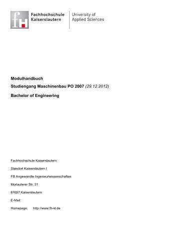 Bachelor of Engineering - FHInfo - Fachhochschule Kaiserslautern