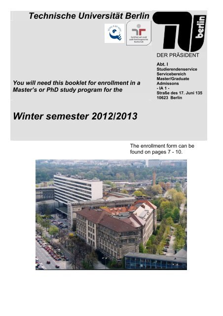 Winter semester 2012/2013 - TU Berlin