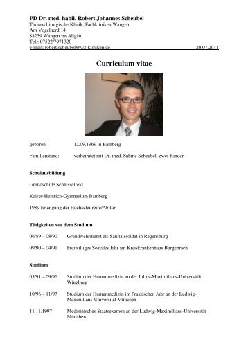 Curriculum vitae - Thoraxchirurgische Klinik