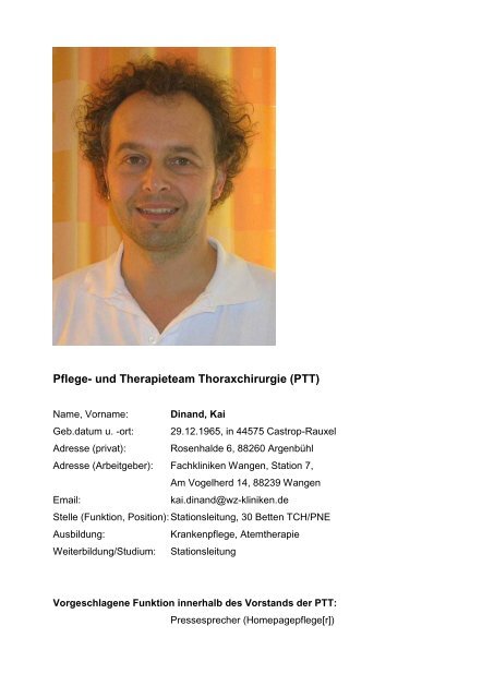 Pflege- und Therapieteam Thoraxchirurgie (PTT) - DGT