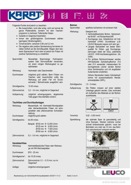 Bearbeitung von Schichtstoff-Kompaktplatten - Karat