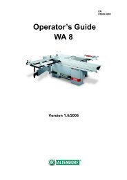 Operator's Guide WA 8 - Altendorf