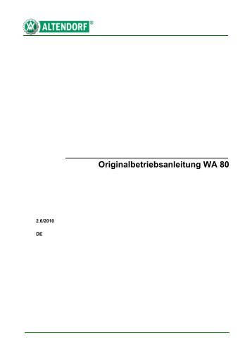 Originalbetriebsanleitung WA 80 - Altendorf