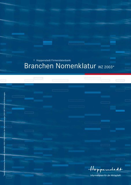 Branchen Nomenklatur WZ 2003* - Hoppenstedt Firmendatenbank