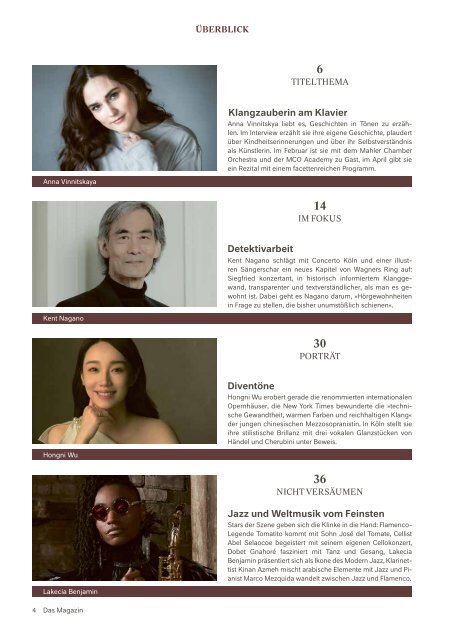 Kölner Philharmonie | Das Magazin NR. 1 FEB / MÄR / APR 2025