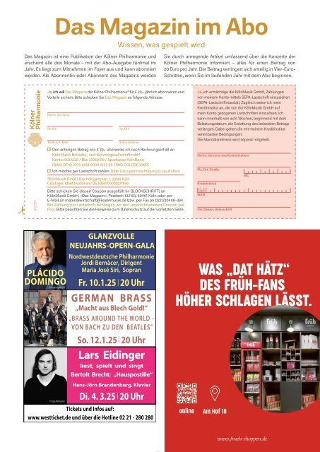 Kölner Philharmonie | Das Magazin NR. 1 FEB / MÄR / APR 2025