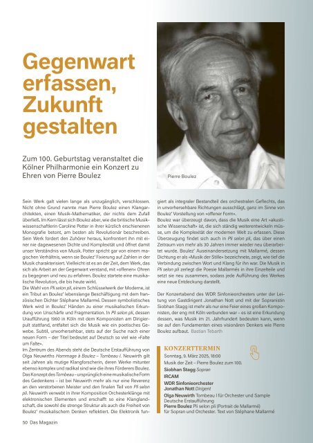 Kölner Philharmonie | Das Magazin NR. 1 FEB / MÄR / APR 2025