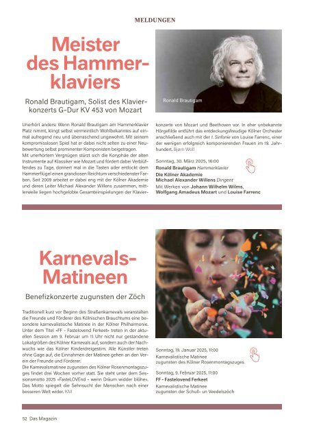 Kölner Philharmonie | Das Magazin NR. 1 FEB / MÄR / APR 2025