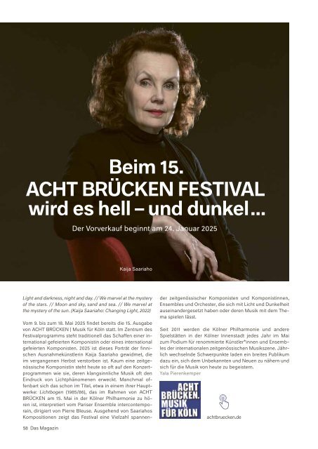 Kölner Philharmonie | Das Magazin NR. 1 FEB / MÄR / APR 2025