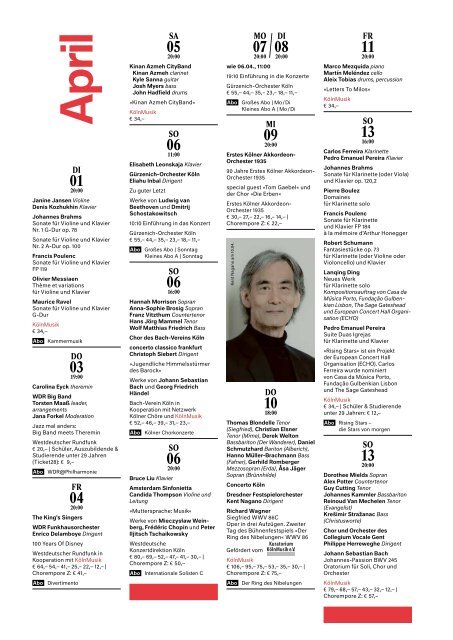 Kölner Philharmonie | Das Magazin NR. 1 FEB / MÄR / APR 2025