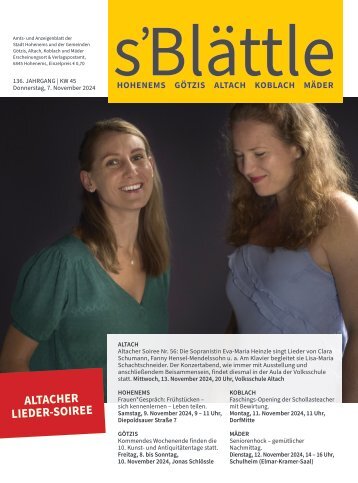 s'Blättle Nr. 45 - Do, 7. November 2024