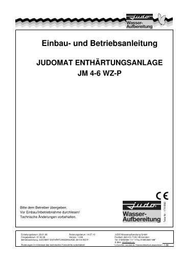 Einbau- und Betriebsanleitung - Judo Wasseraufbereitung GmbH