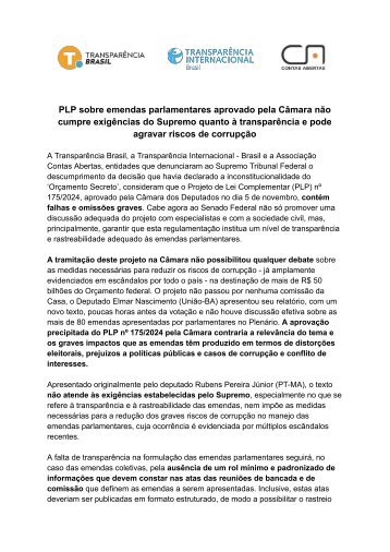 Nota pública - PLP 175/2024