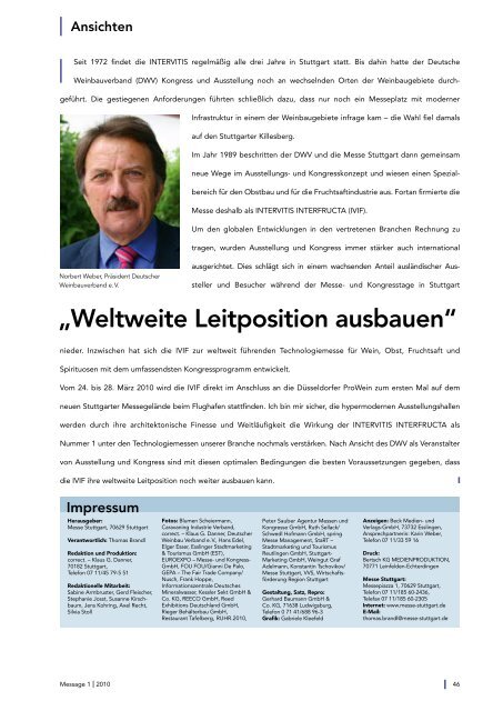 Message Ausgabe 1 /2010 - Messe Stuttgart