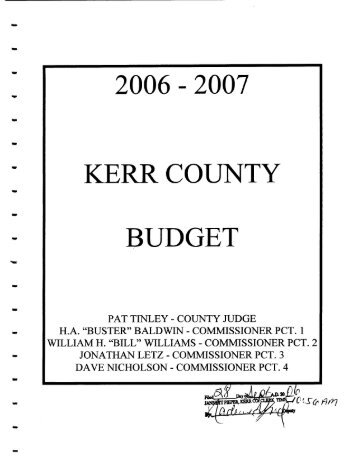 Adopted Budget FY 2006-2007 - Kerr County