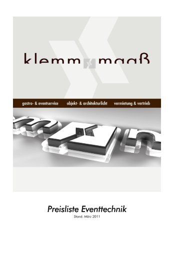 Preisliste Eventtechnik - Klemm & Maass GmbH