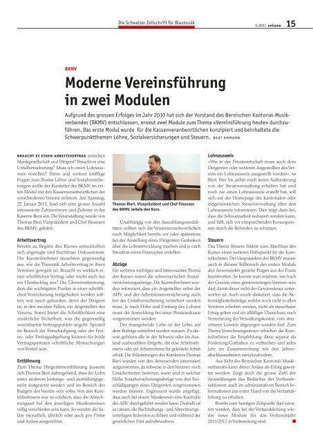 Holländischer Maestro in Bern - Schweizer Blasmusikverband