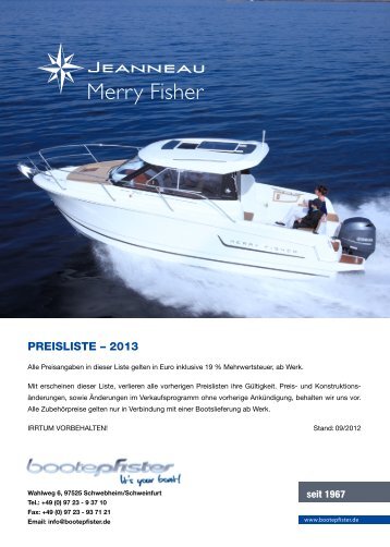 PREISLISTE â€“ 2013 - Boote Pfister