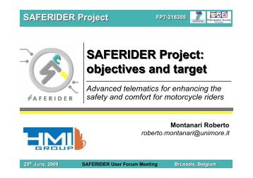 SAFERIDER Project: objectives and target SAFERIDER Project ...