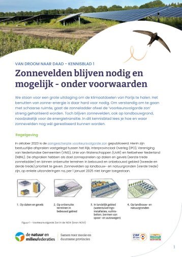 Van droom naar daad - Kennisblad 1: Zonnevelden blijven onder voorwaarden nodig en mogelijk