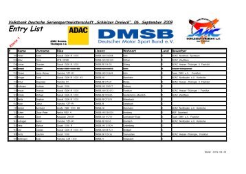 Entry List - AMC ''Schleizer Dreieck'