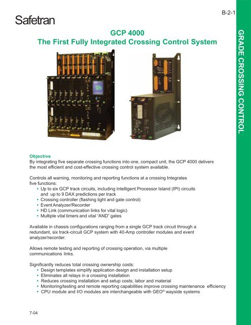 GCP 4000 The First Fully Integrated Crossing Control System