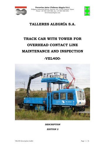 TALLERES ALEGRÍA S.A. TRACK CAR WITH TOWER FOR ...