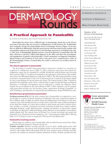 A Practical Approach to Panniculitis - Dermatology Rounds Canada