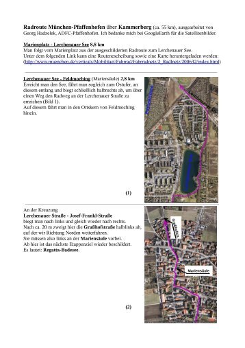 Radroute München-Pfaffenhofen über Kammerberg (ca. 55 km ...