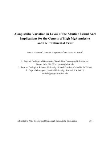 Along-strike Variation in Lavas of the Aleutian Island Arc ...