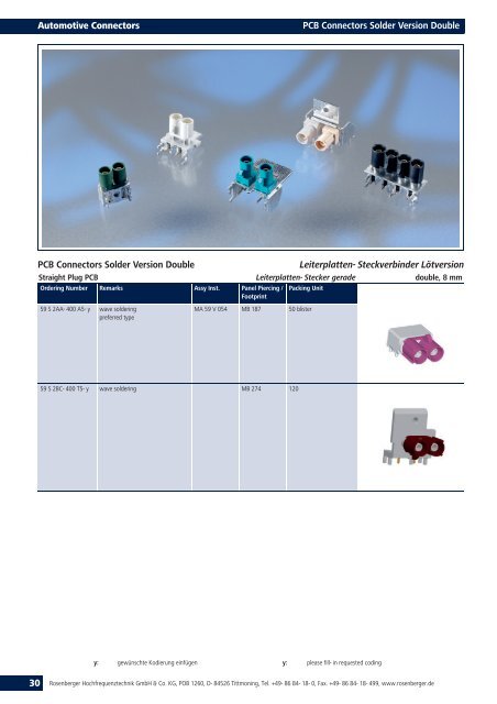 RF Automotive Connectors Cable Connectors, PCB Connectors ...