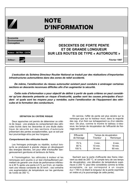 descentes de forte pente et de grande longueur sur les routes de ...