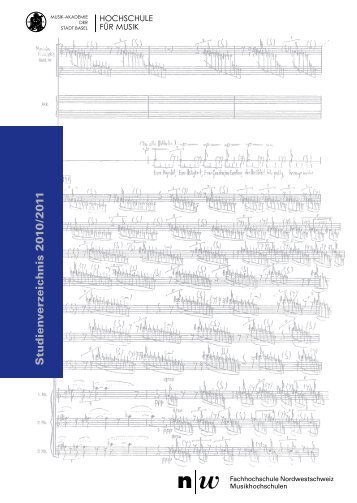 Stud ien v erz eichnis 20 1 0 /20 1 1 - Hochschule für Musik Basel