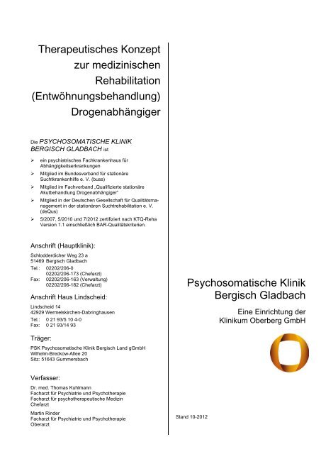 Therapeutisches Konzept zur medizinischen Rehabilitation ...