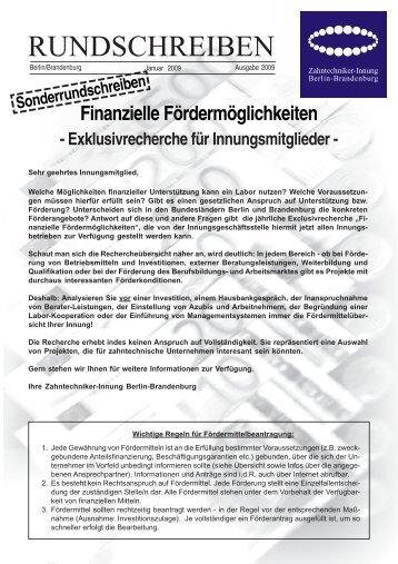 Förderung des Arbeitsmarktes - Zahntechniker-Innung Berlin ...