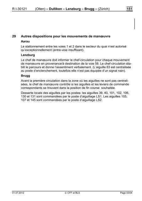 Prescriptions pour les mouvements de manœuvre - CFF