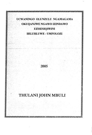 Ucwaningo olunzulu ngamagama okuqanjwe ngawo izindawo. TJ Mbuli