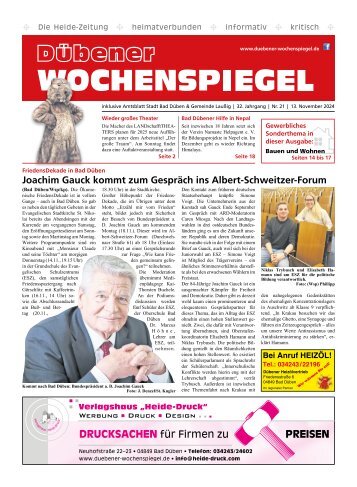 Dübener Wochenspiegel - Ausgabe 21 - Jahrgang 2024