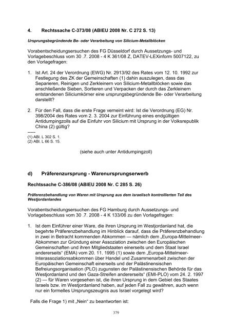 Verfahrensübersicht zu § 363 Abs. 2 AO - Beim BFH ... - Der Betrieb