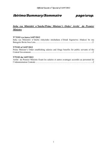 official gazette no special of 14.07.2012 - Prime Minister Office ...
